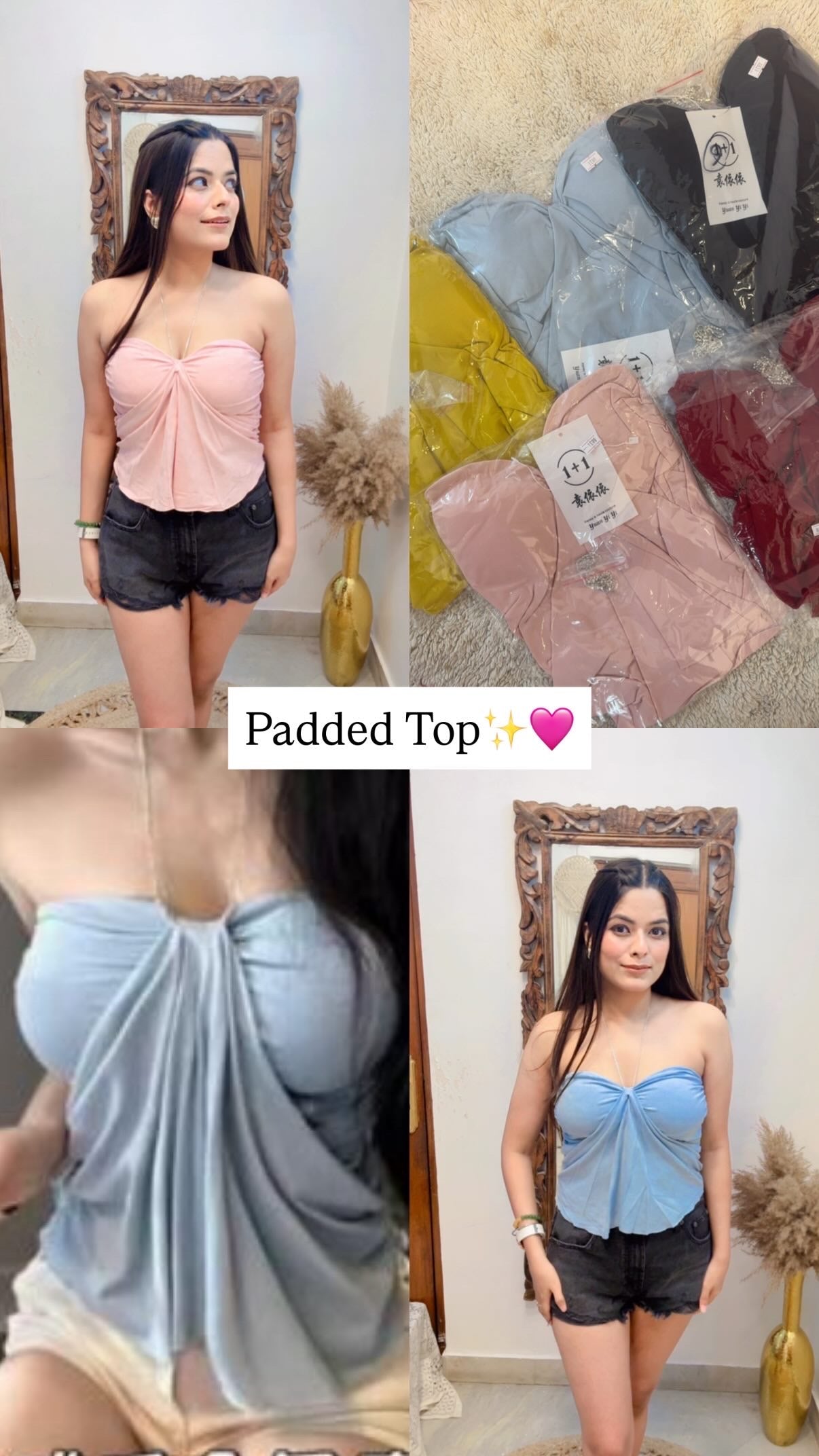 Megha Padded Top with Neck Chain