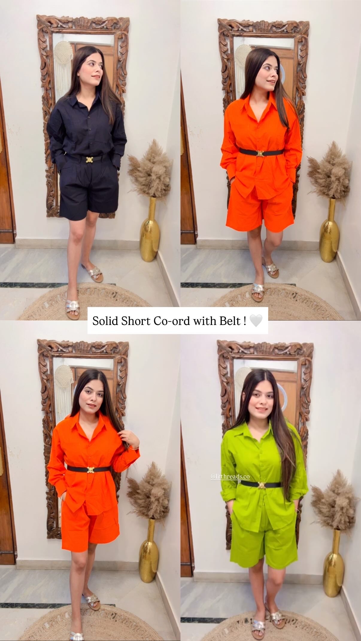 Navi Shorts Co ord with Belt
