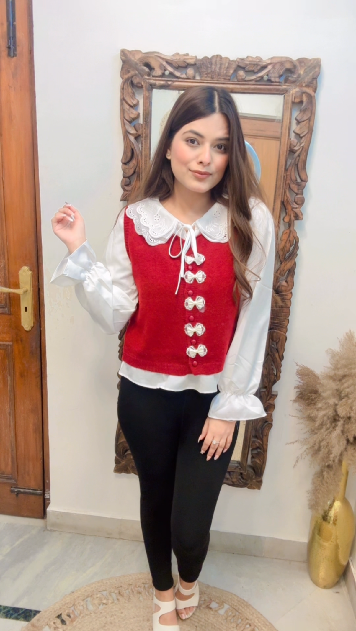 Bow Half Sweater & Shirt combo