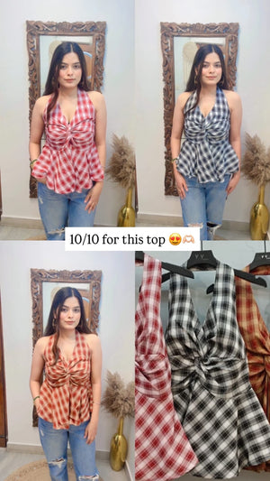 Check Halter Top