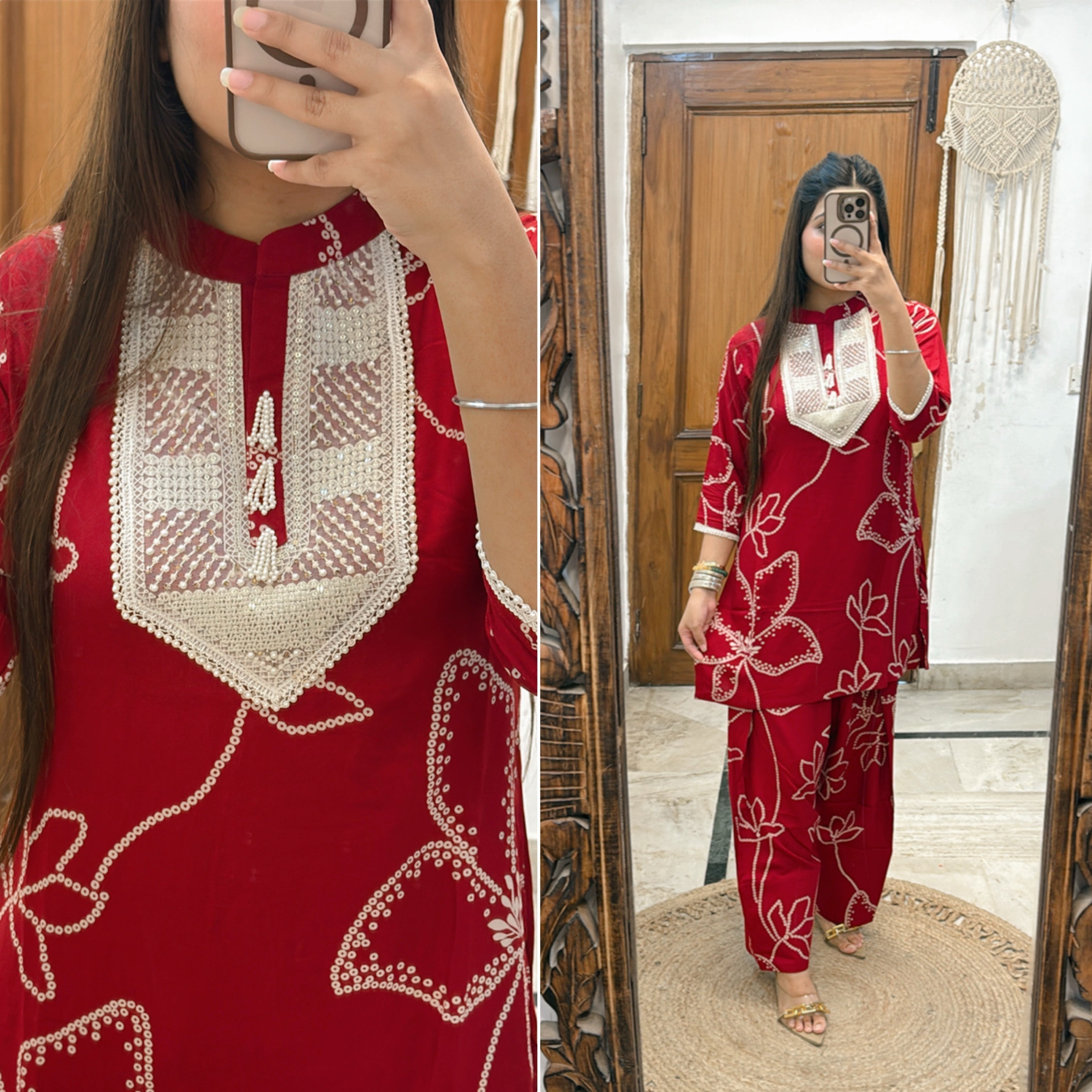 Red Farshi Salwar Co-ord