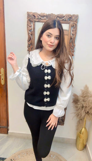 Bow Half Sweater & Shirt combo