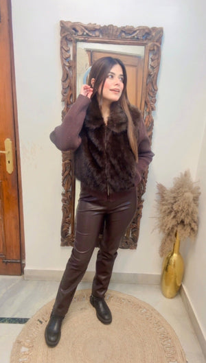 Furr Detachable sleeves Half Jacket