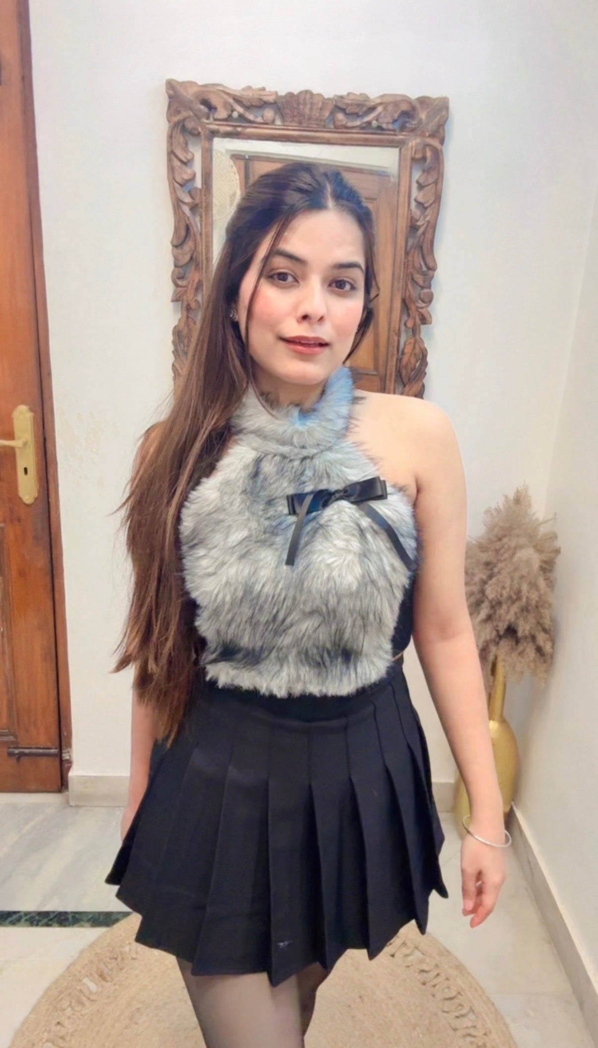 Furr Halter Neck Bustier