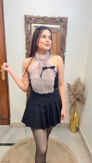 Furr Halter Neck Bustier