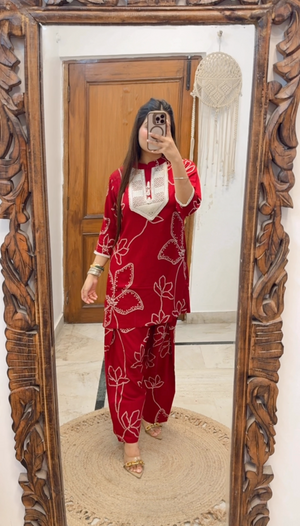 Red Farshi Salwar Co-ord