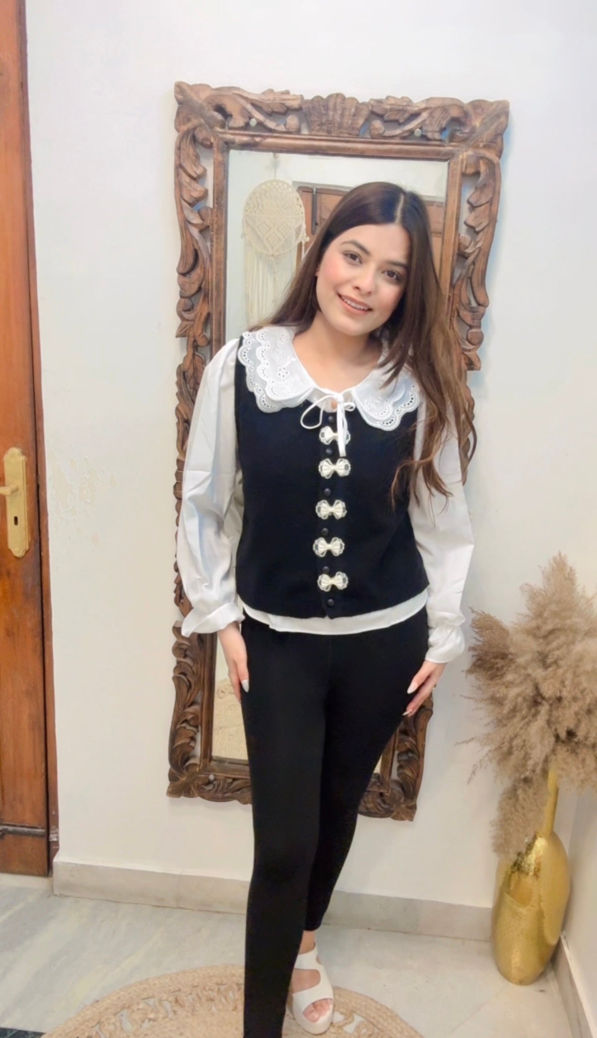 Bow Half Sweater & Shirt combo