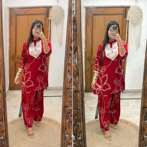 Red Farshi Salwar Co-ord