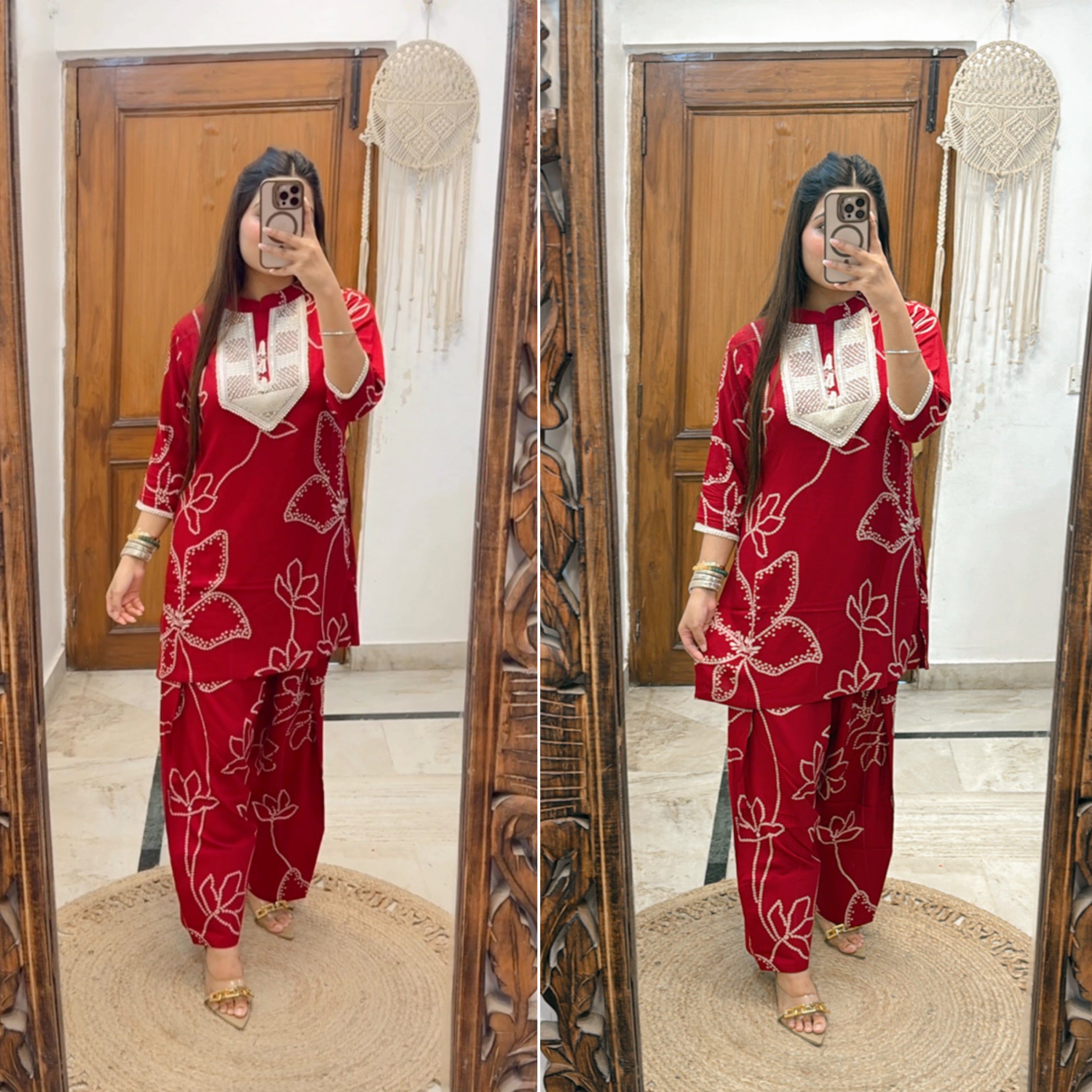 Red Farshi Salwar Co-ord