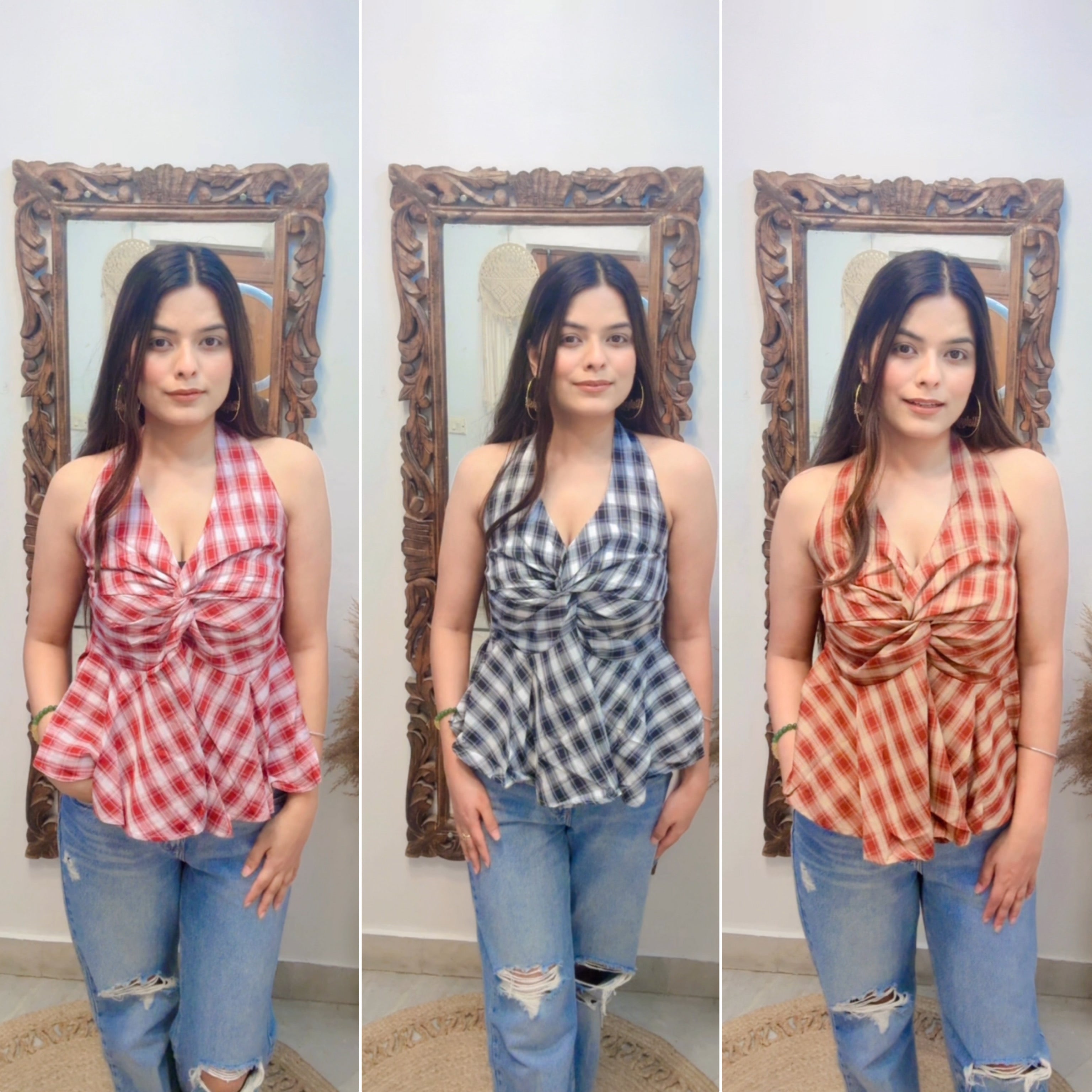 Check Halter Top