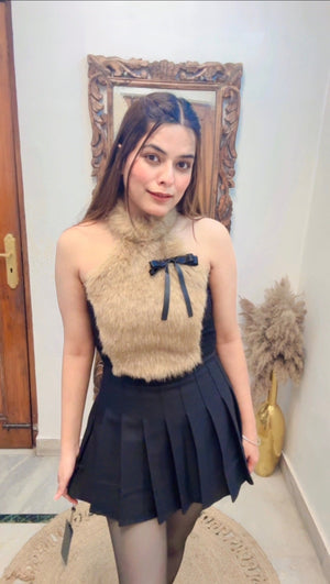 Furr Halter Neck Bustier