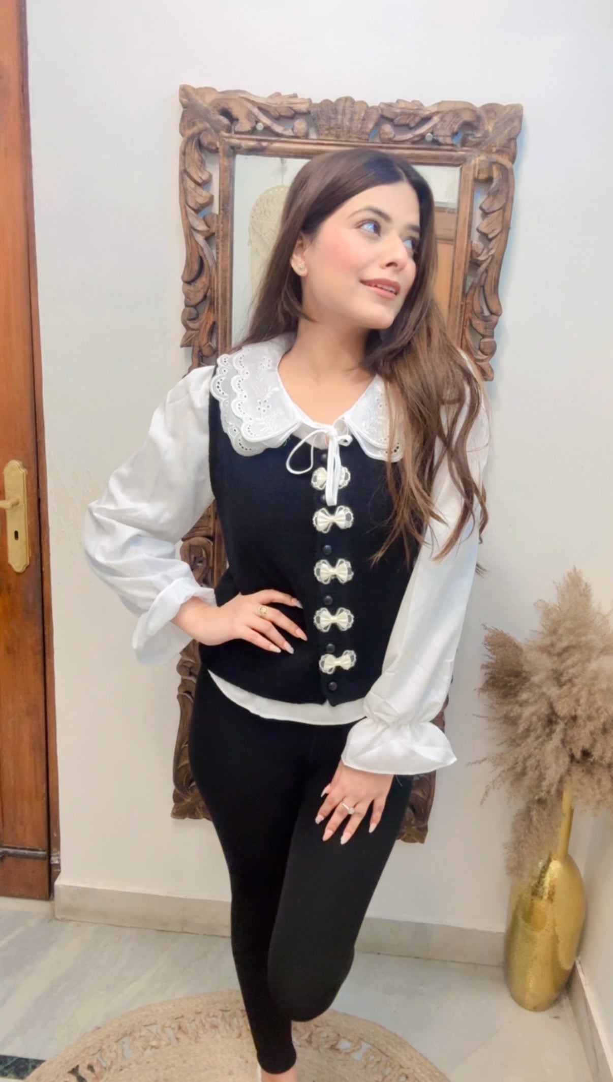 Bow Half Sweater & Shirt combo