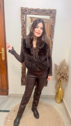 Furr Detachable sleeves Half Jacket